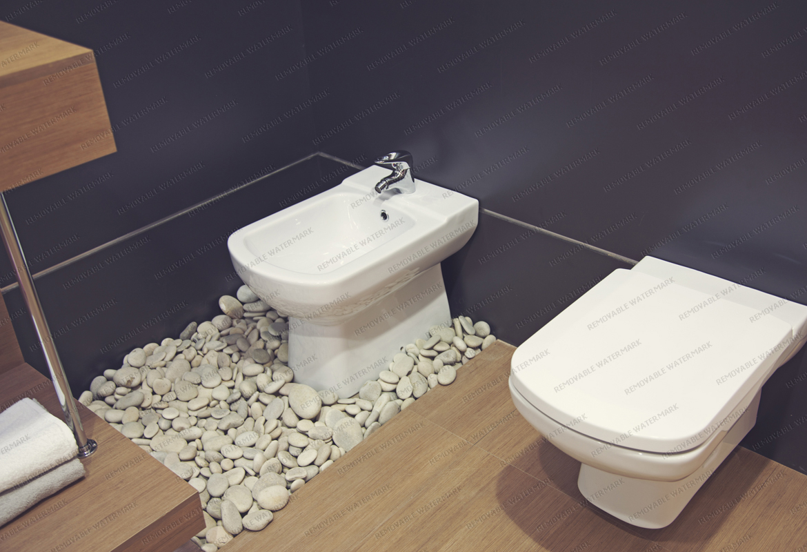 Photo toilet and bidet in the bathroom